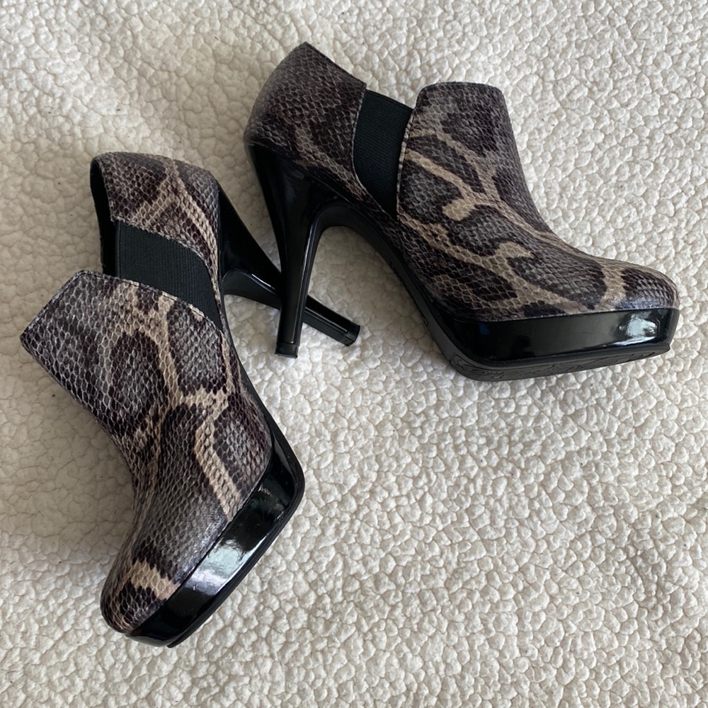 Unlisted File Away Snakeskin Booties